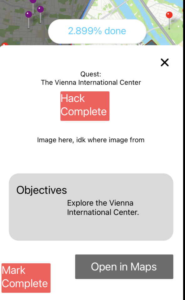 Quest detail layout with actions